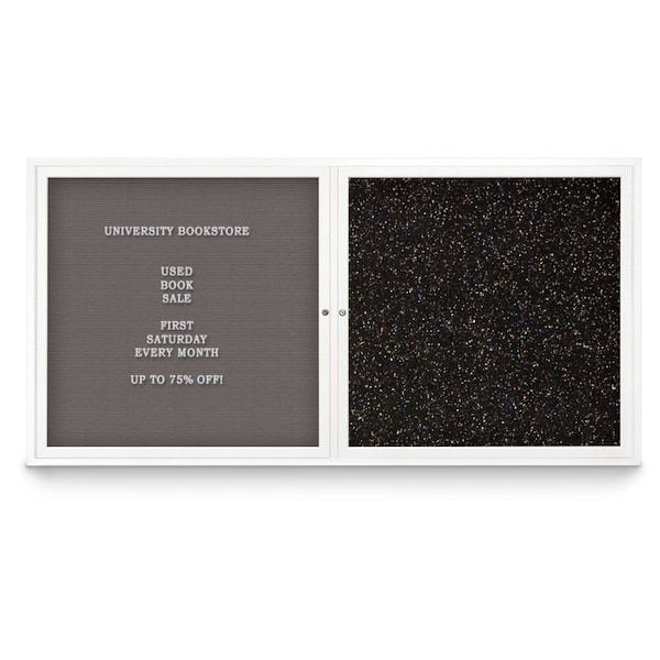 Corkboard, Single Door, Radius Frame, 24x36", Black/Cobalt